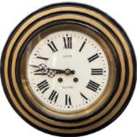 A late 19th Century French dial clock, gilt and ebonised case, dial marked Saget Nantes, restored,
