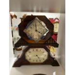 Four early to mid 20th Century oak cased mantel clocks, various forms including Deco style