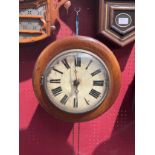 A Victorian mahogany cased postman's alarm clock, Roman dial a/f