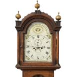 A late 18th Century eight day long case clock with enamel face by Warren of Ixworth, oak case,
