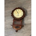 A late 19th Century drop dial wall clock with modern Seth Thomas face, 80cm tall x 47cm wide, with