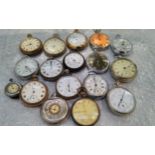 A collection of various pocket watches including Smiths, Monarch and military examples and a vesta