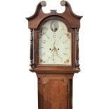 A Charles Robotham of Leicester long case clock with painted arch dial, Arabic numerals and minute