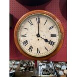 A late Victorian mahogany cased dial clock, 11.5'' dial, fusee mechanism, face deteriorated, side