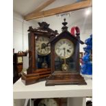 Two early 20th Century German mantel clocks, one with walnut case, Roman dials