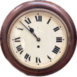 A 20th Century mahogany cased dial clock, 10'' dial with painted face, with pendulum