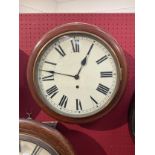 A Victorian mahogany cased dial clock, Roman painted face, with pendulum