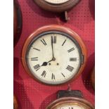 A Victorian mahogany cased dial clock with twin train movement, surround split, with pendulum
