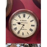 A circa 1900 A. Ames of Goat Lane, Norwich dial clock, single fusee mechanism, 11.5'' dial, with