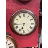 A 20th Century mahogany cased dial clock, 11.5'' dial with painted face, with pendulum