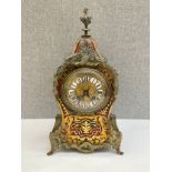 A late 19th / early 20th Century French Boulle work mantel clock with porcelain numerals, gilt brass