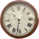 A circa 1900 dial clock, 11.5” dial, single fusee mechanism, with pendulum