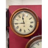 A Victorian mahogany cased dial clock, Roman painted tin dial, with pendulum
