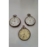 Two English silver cased pocket watches including Kay's Famous Lever, faces damaged, together with a