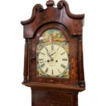 A Georgian Wharton of Grimsby oversized longcase clock, mahogany case, painted Roman dial, marquetry
