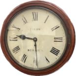 A circa 1900 Dixon of Norwich dial clock, 11.5'' dial, single fusee mechanism, faded painted face,