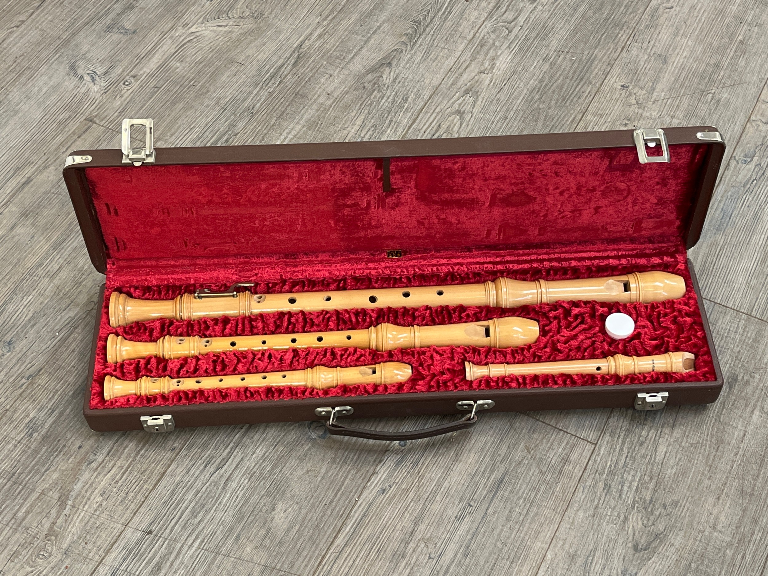 A set of Erich Hellinger recorders, cased