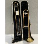 A Bundy tenor trombone in fitted case