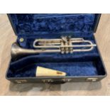A Besson Stratford silver plated trumpet, hard cased