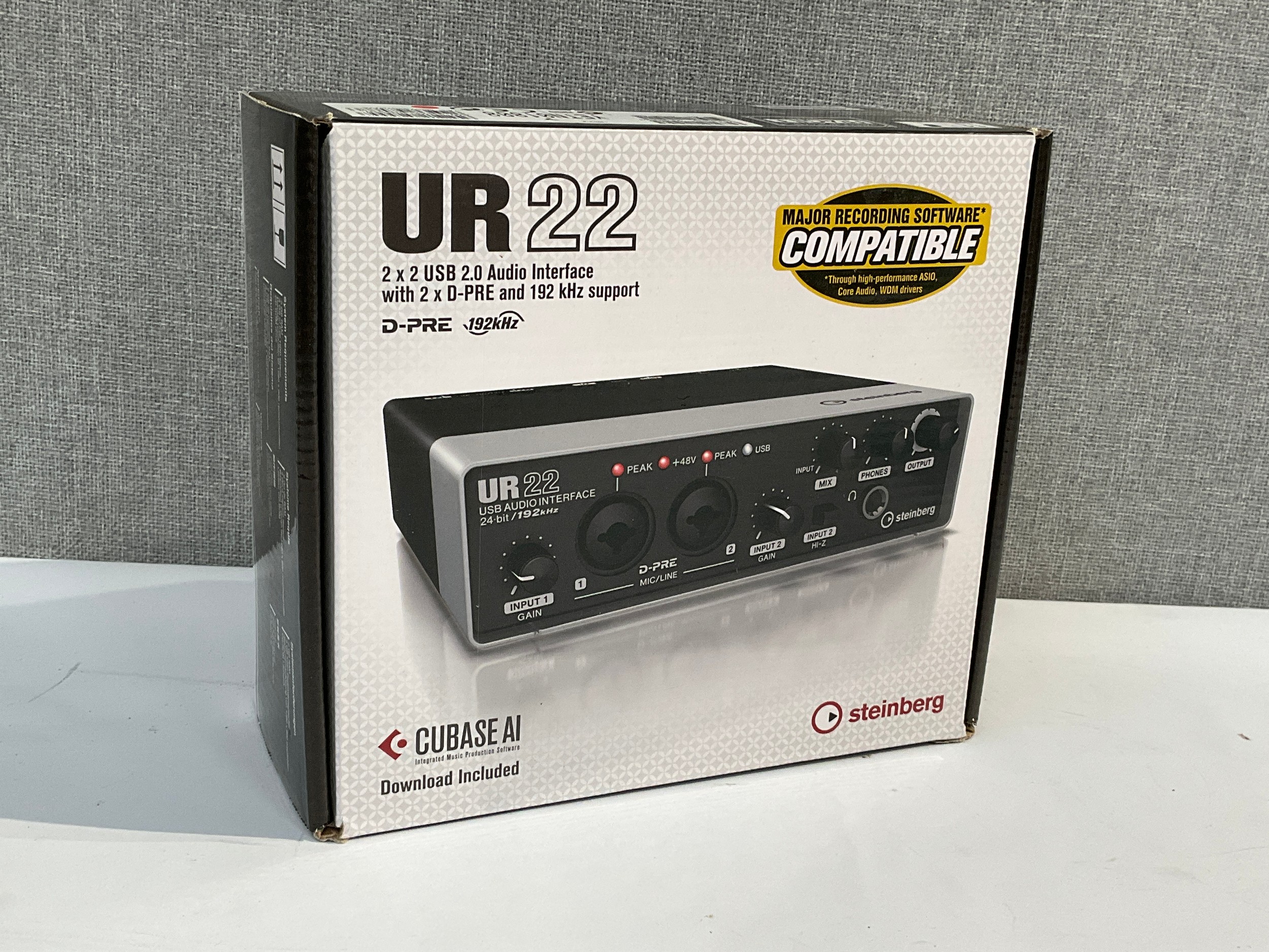 A Steinberg UR22 USB Audio Interface for recording, boxed