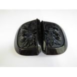 A carved jet buckle depicting pear and leaf detail, 7cm x 5cm