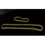 A 9ct gold rope twist necklace, 44.5cm long, together with a rope twist bracelet, 20cm long, clasp