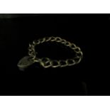 A 9ct gold charm bracelet, heart shaped clasp, 26.7g