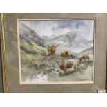 Malcolm Whitley Langham highland cattle, watercolour, dated'97, 28cm x 33cm
