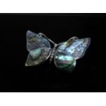 An abalone butterfly brooch marked 925