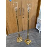 Two brass column form standard lamps, Collectors Electrical Item, see Information Pages