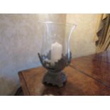 An antique style hurricane lamp, 37cm tall, Collectors Electrical Item, see Information Pages