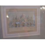 Three 20th Century watercolours depicting Venice scenes in gilt antiqued frames, image size 5.5cm