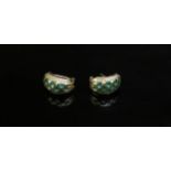 A pair of gold Columbian emerald and diamond earrings, 9.1g with sale receipt