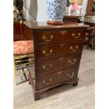 A pair of 20th Century mahogany Georgian style slim bedside chests of four drawers, 85cm x 64cm x