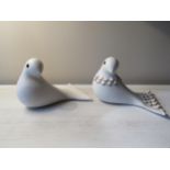 A pair of Ann & John Farquharson St Albans doves, restoration to one tail 22cm long