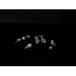 Pearl earrings including Mikimoto pearl and diamond drop earrings, large drop pearl missing