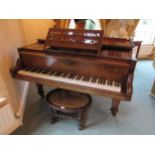 A Kirkman London, B. Cramer & Co., Brighton, burr walnut grand piano, approximately 190cm long x