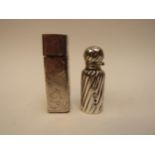 A Victorian C.C. May & Sons scent bottle of wrythen form and white metal example, 5.8cm tall & 6.5cm