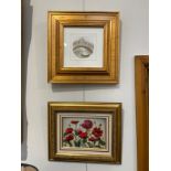 A signed Leslie coloured print of Rialto Bridge Venice and print of poppies both gilt framed, 8.