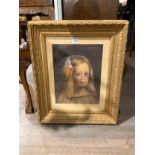 A late 19th / early 20th Century English School pastel portrait of young girl in ornate gilt