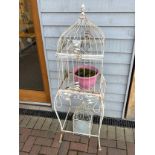 Metal ornamental bird cage on stand and smaller cage