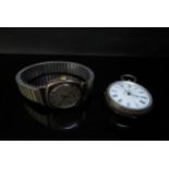 A silver pocket watch and wristwatch (2)