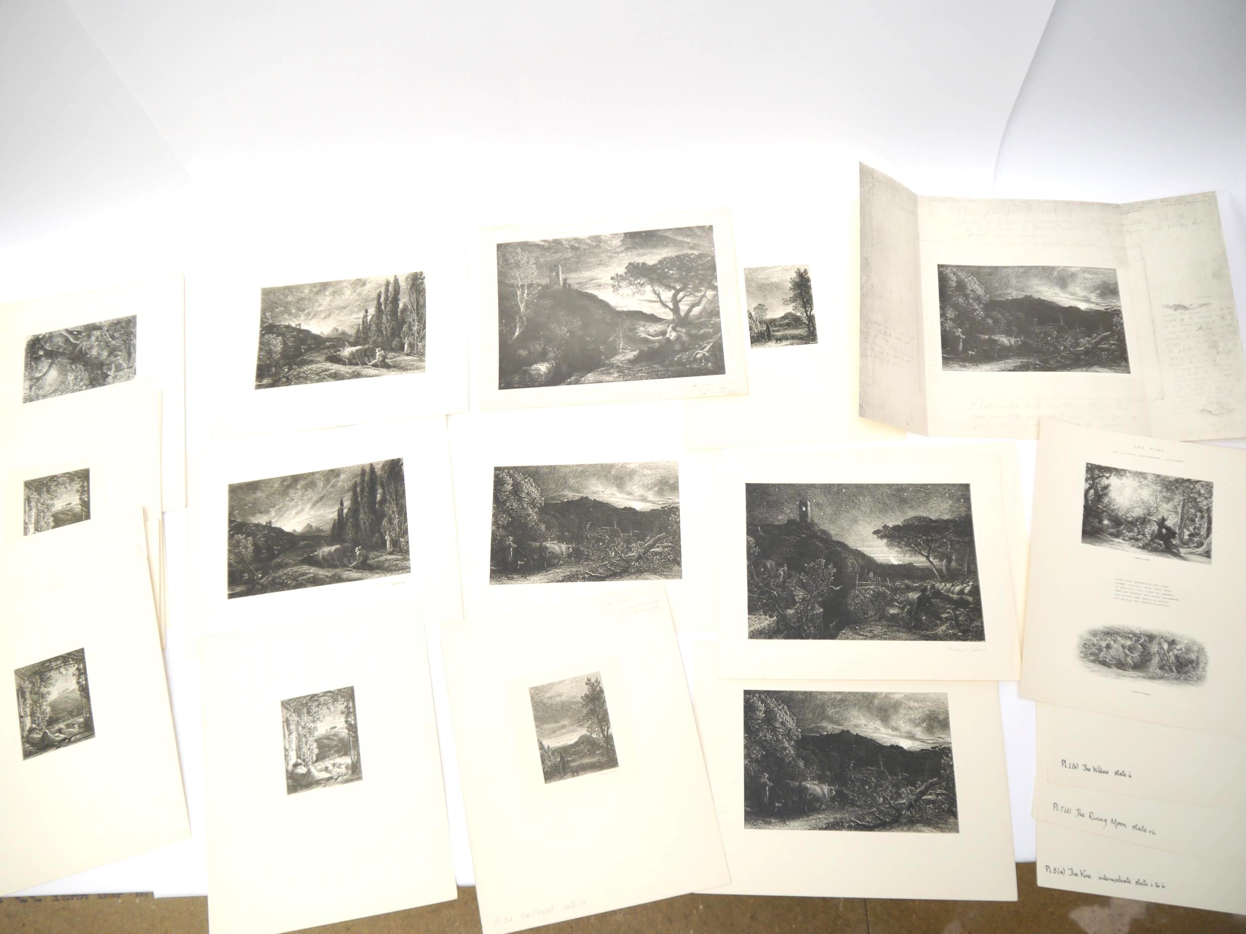 A box of proof plates of facsimile etchings by Samuel Palmer, published by the Trianon Press,