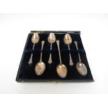 A set of six A.J. Bailey silver teaspoons in case a/f, Birmingham 1908, 32g