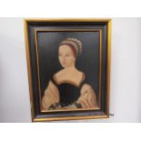 A portrait of an Elizabethan lady, oil on board, 25cm x 18.5 cm