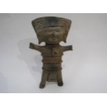 A Texcoco Mexico handmade Peruvian pottery figure, 25cm tall