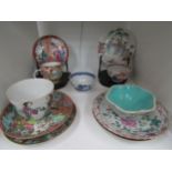 19th Century Oriental cups and saucers one with character marks to base (11)
