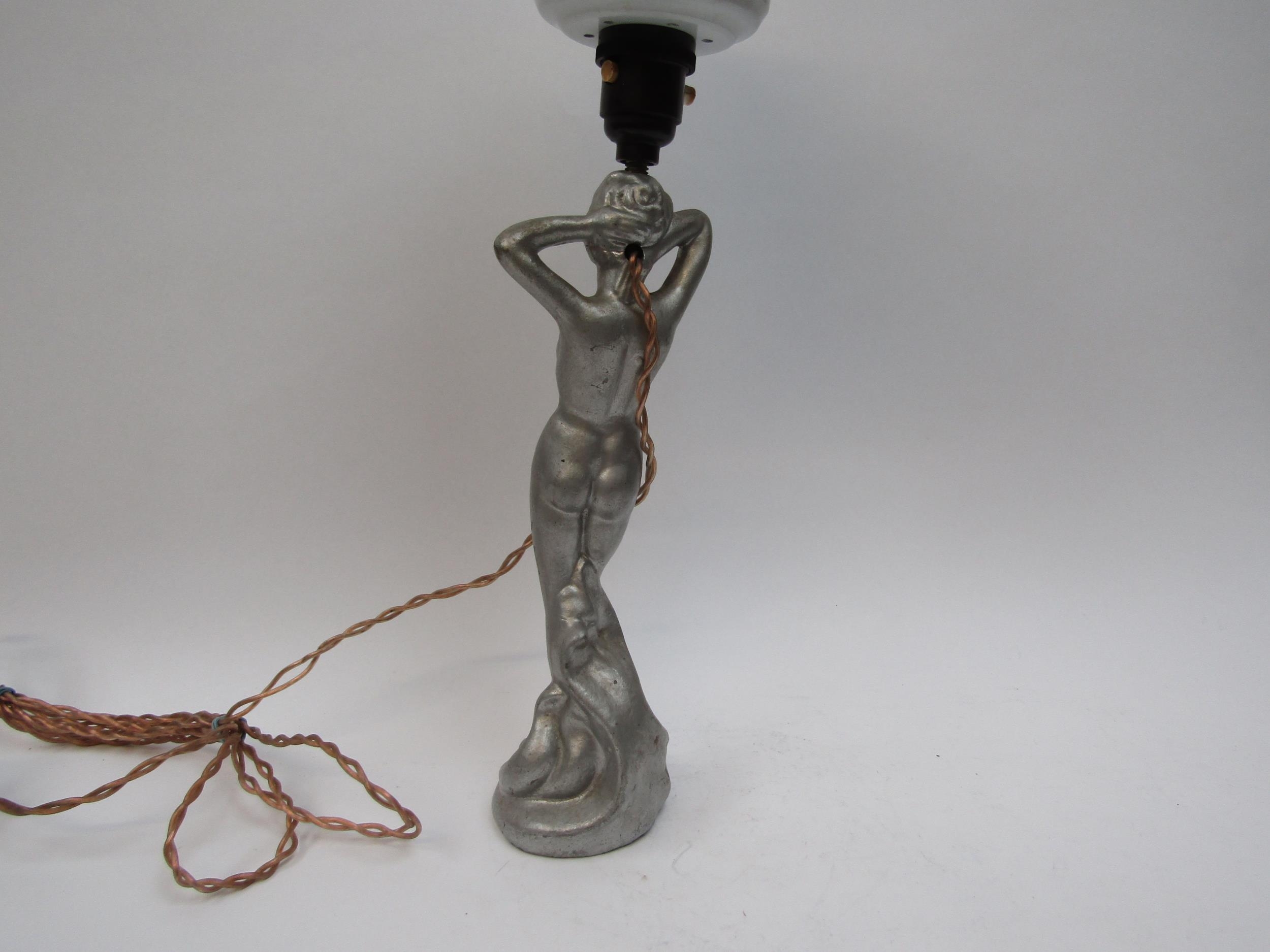A circa 1930s deco figural globe lamp, 49cm tall, Collectors electrical - Image 3 of 3