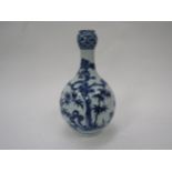 A 19th Century Chinese blue and white bottle vase, 22cm tall