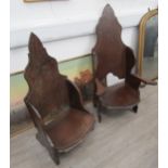 A pair of Jack Grimble oak "His and Hers" low chairs, signed to side Jack Grimble, Chrome, 116cm &